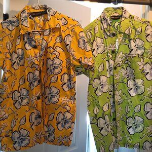 Set of 2 Size L & XL Boys Bright Colored Hawaiian Shirts